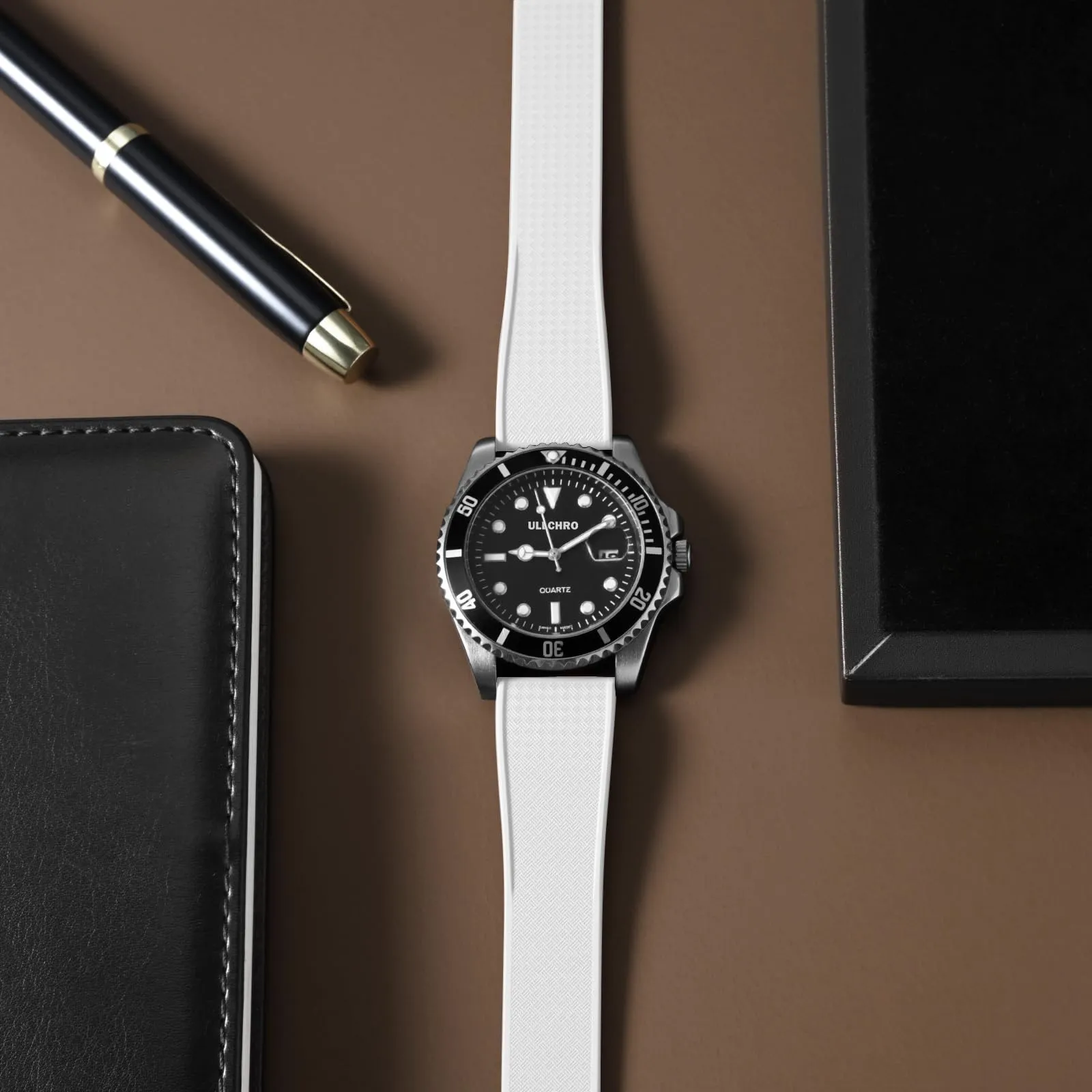 ULLCHRO Cinturino Orologio 20mm 22mm in Gomma Fluorurata FKM a Sgancio Rapido, Cinturini di Ricambio Morbidi e Durevoli, Cinturino Sportivo in Gomma Fluoro per Orologio Uomo (18mm, Bianco) - immagine 7