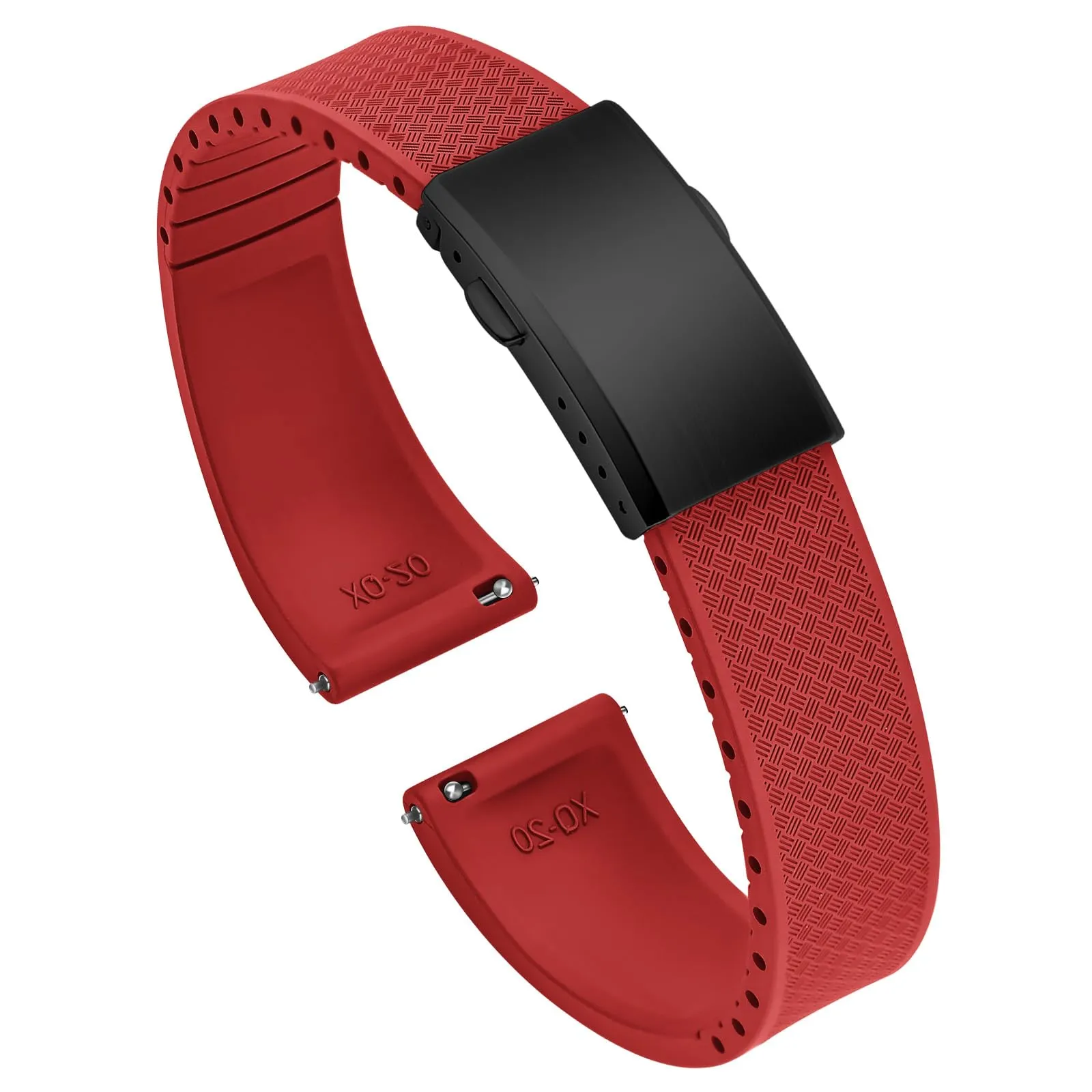 ULLCHRO Cinturino Orologio 20mm 22mm in Gomma Fluorurata FKM a Sgancio Rapido, Cinturini di Ricambio Morbidi e Durevoli, Cinturino Sportivo in Gomma Fluoro per Orologio Uomo (21mm, Rosso Scuro) - immagine 1