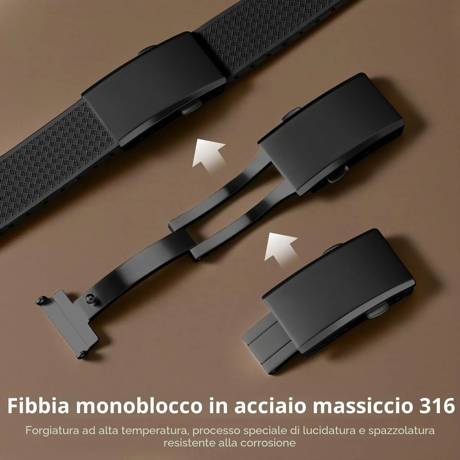 ULLCHRO Cinturino Orologio 20mm 22mm in Gomma Fluorurata FKM a Sgancio Rapido, Cinturini di Ricambio Morbidi e Durevoli, Cinturino Sportivo in Gomma Fluoro per Orologio Uomo (18mm, Nero) - immagine 5