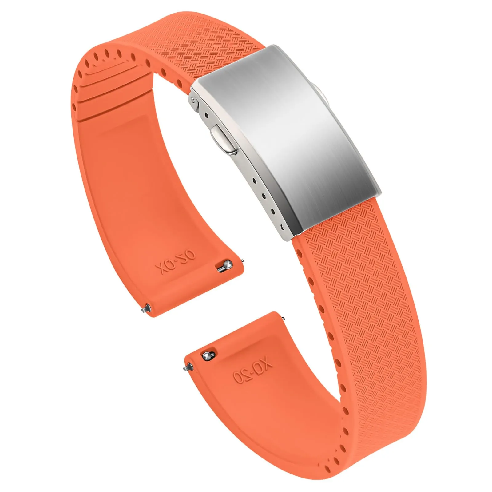 ULLCHRO Cinturino Orologio 20mm 22mm in Gomma Fluorurata FKM a Sgancio Rapido, Cinturini di Ricambio Morbidi e Durevoli, Cinturino Sportivo in Gomma Fluoro per Orologio Uomo (22mm, Arancione) - immagine 1