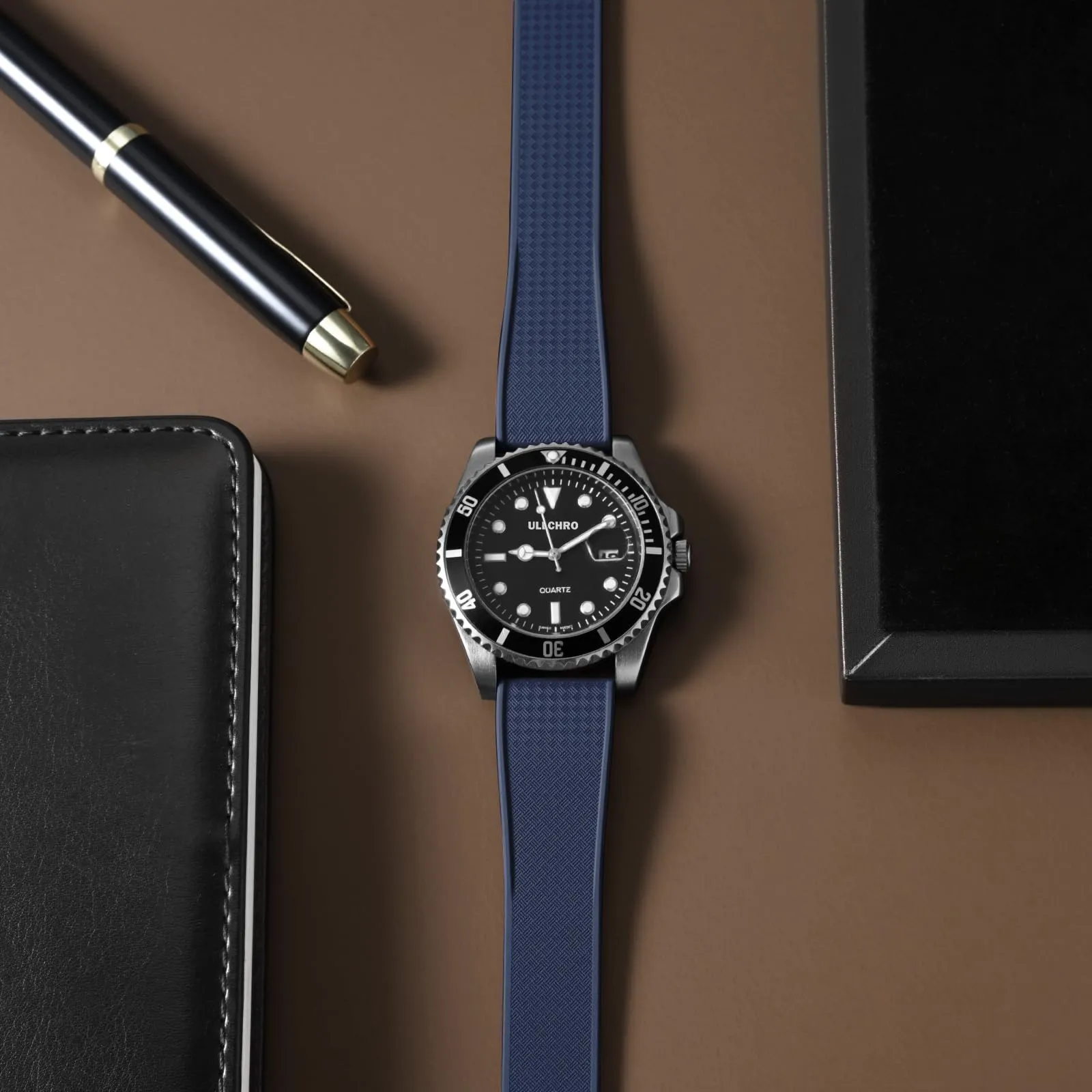 ULLCHRO Cinturino Orologio 20mm 22mm in Gomma Fluorurata FKM a Sgancio Rapido, Cinturini di Ricambio Morbidi e Durevoli, Cinturino Sportivo in Gomma Fluoro per Orologio Uomo (20mm, Blu Navy) - immagine 7