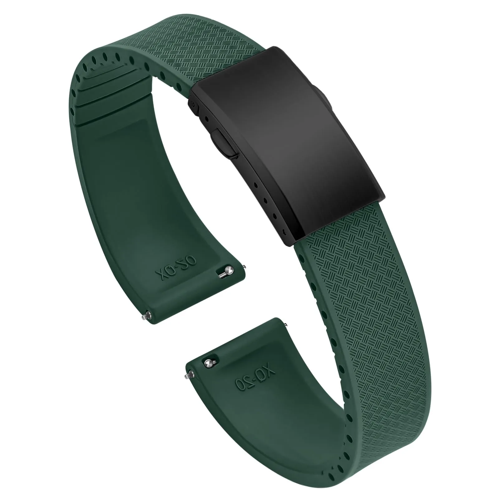 ULLCHRO Cinturino Orologio 20mm 22mm in Gomma Fluorurata FKM a Sgancio Rapido, Cinturini di Ricambio Morbidi e Durevoli, Cinturino Sportivo in Gomma Fluoro per Orologio Uomo (20mm, Verde Scuro) - immagine 1