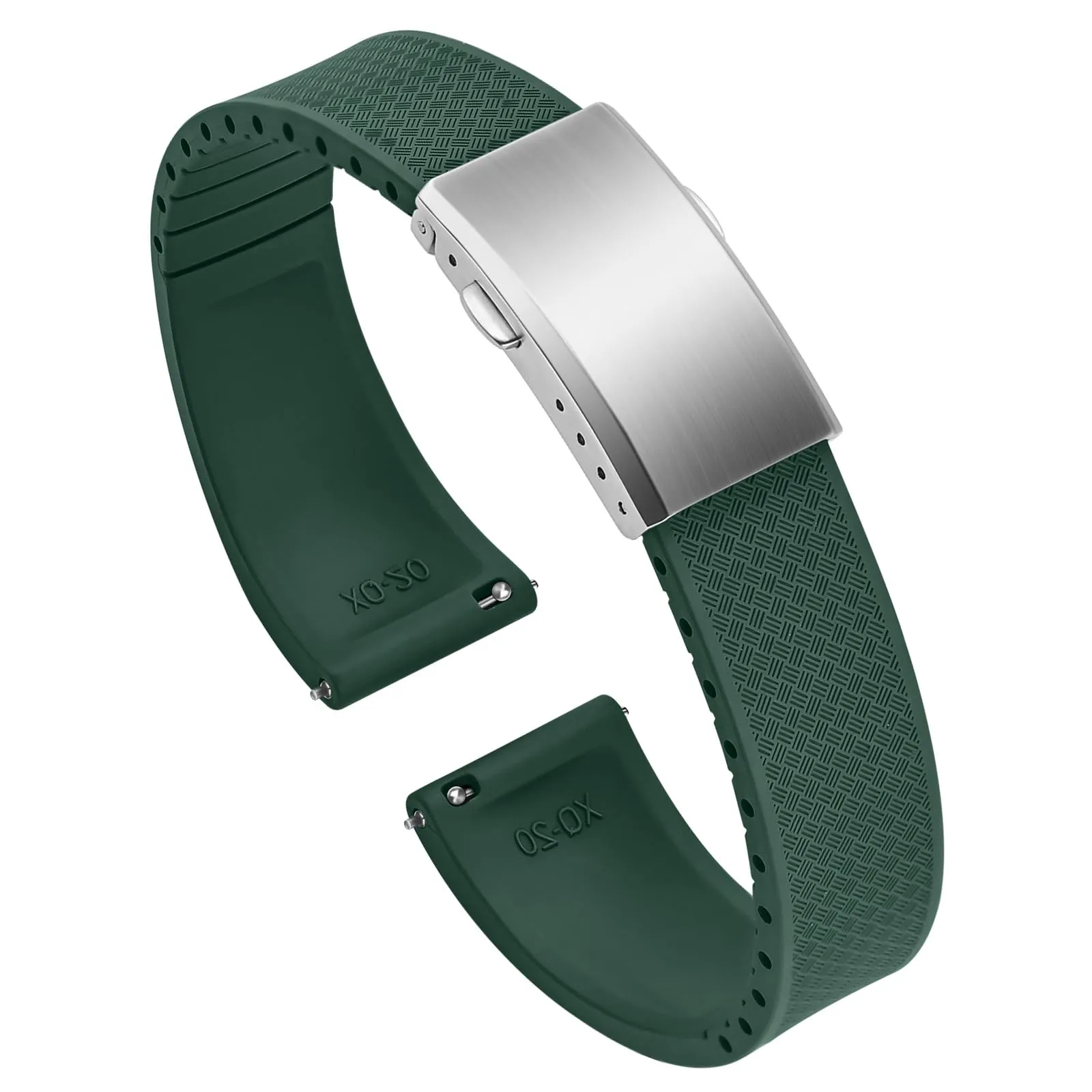 ULLCHRO Cinturino Orologio 20mm 22mm in Gomma Fluorurata FKM a Sgancio Rapido, Cinturini di Ricambio Morbidi e Durevoli, Cinturino Sportivo in Gomma Fluoro per Orologio Uomo (20mm, Verde Scuro) - immagine 1