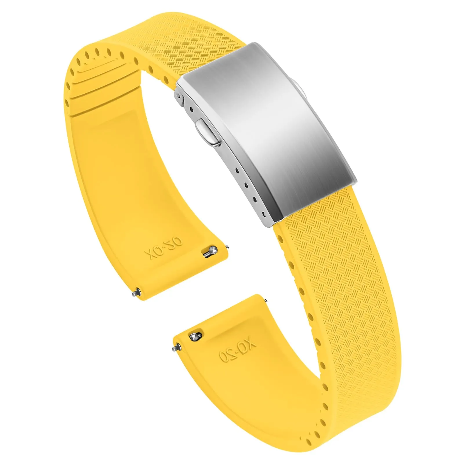 ULLCHRO Cinturino Orologio 20mm 22mm in Gomma Fluorurata FKM a Sgancio Rapido, Cinturini di Ricambio Morbidi e Durevoli, Cinturino Sportivo in Gomma Fluoro per Orologio Uomo (22mm, Giallo) - immagine 1