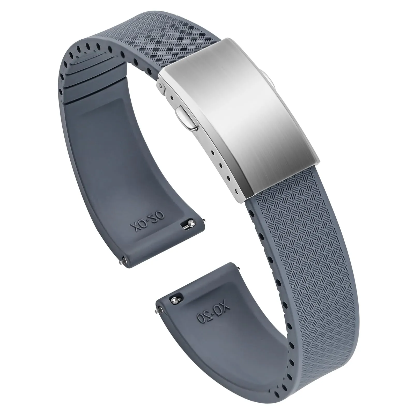 ULLCHRO Cinturino Orologio 20mm 22mm in Gomma Fluorurata FKM a Sgancio Rapido, Cinturini di Ricambio Morbidi e Durevoli, Cinturino Sportivo in Gomma Fluoro per Orologio Uomo (21mm, Grigio) - immagine 1