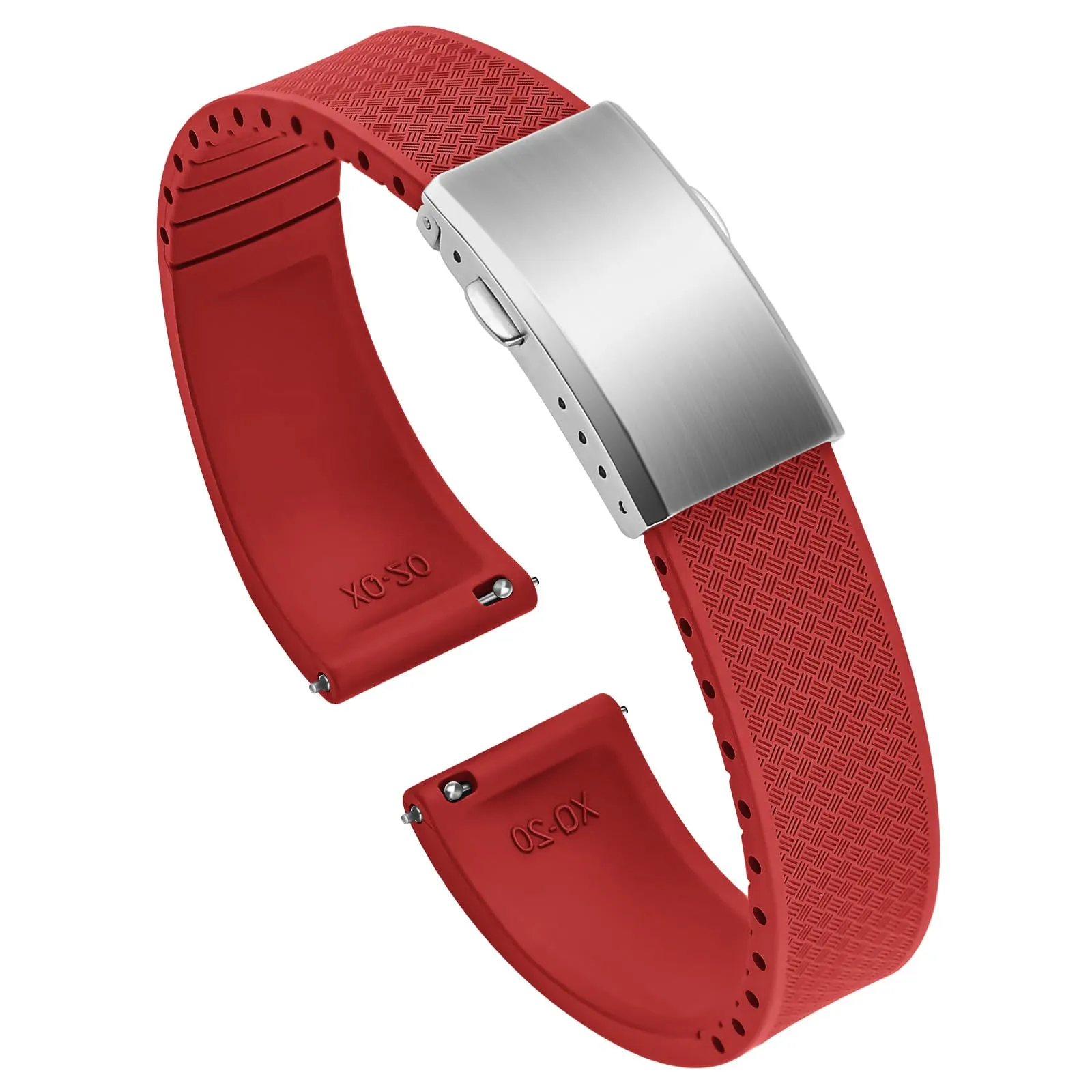 ULLCHRO Cinturino Orologio 20mm 22mm in Gomma Fluorurata FKM a Sgancio Rapido, Cinturini di Ricambio Morbidi e Durevoli, Cinturino Sportivo in Gomma Fluoro per Orologio Uomo (19mm, Rosso Scuro) - immagine 1