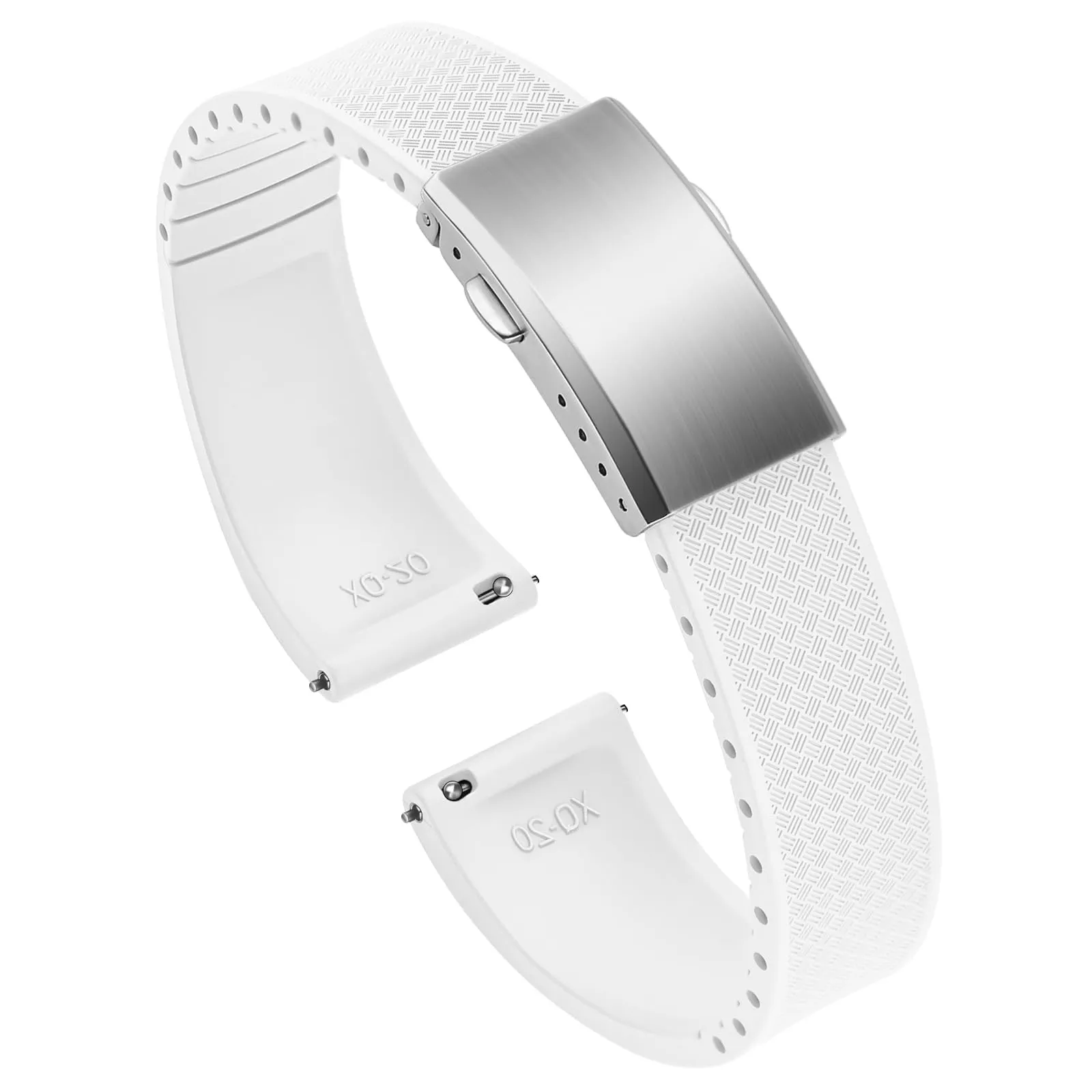 ULLCHRO Cinturino Orologio 20mm 22mm in Gomma Fluorurata FKM a Sgancio Rapido, Cinturini di Ricambio Morbidi e Durevoli, Cinturino Sportivo in Gomma Fluoro per Orologio Uomo (19mm, Bianco) - immagine 1
