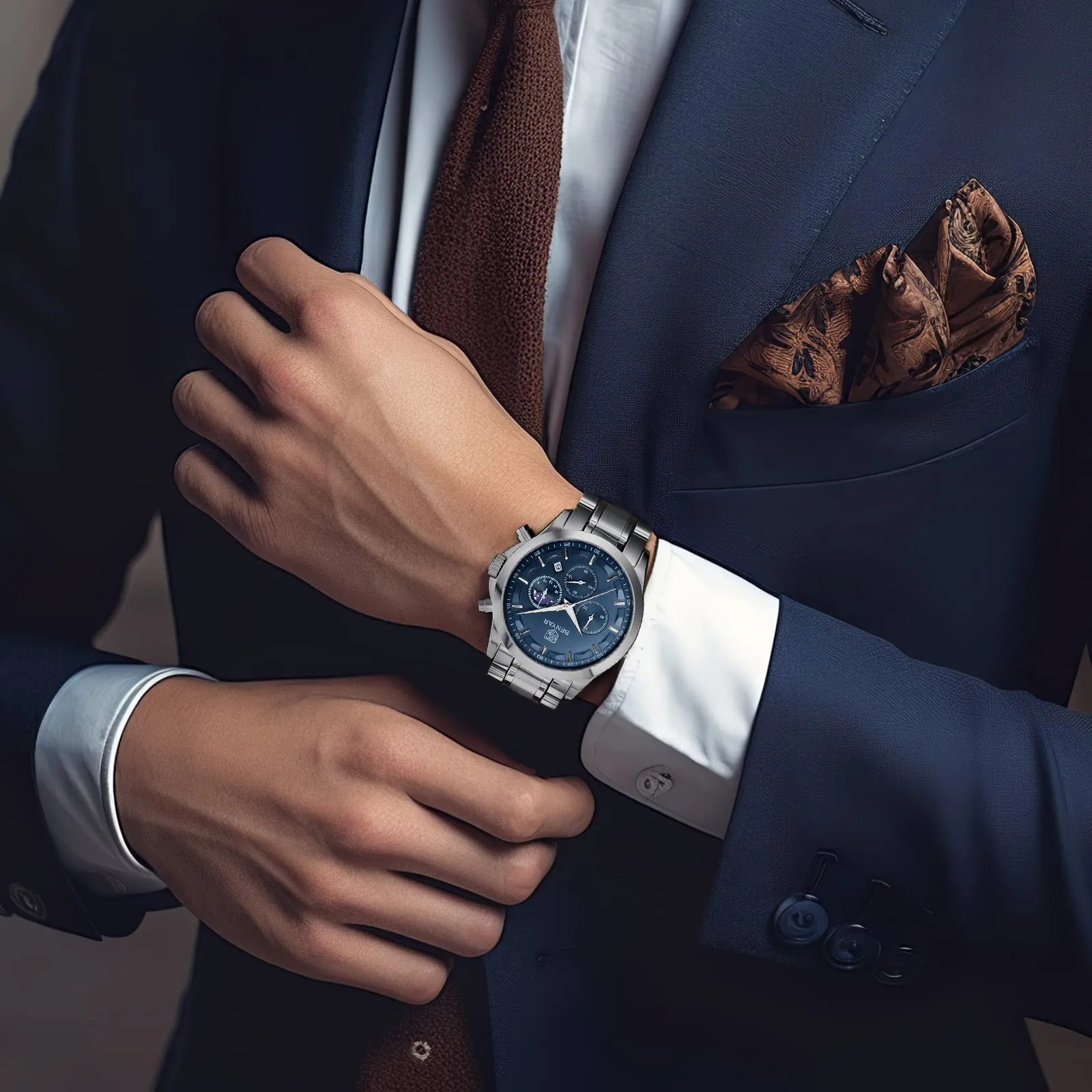 BENYAR BY Orologio da uomo quarzo analogico Cronografi Orologi uomo Regali - immagine 2