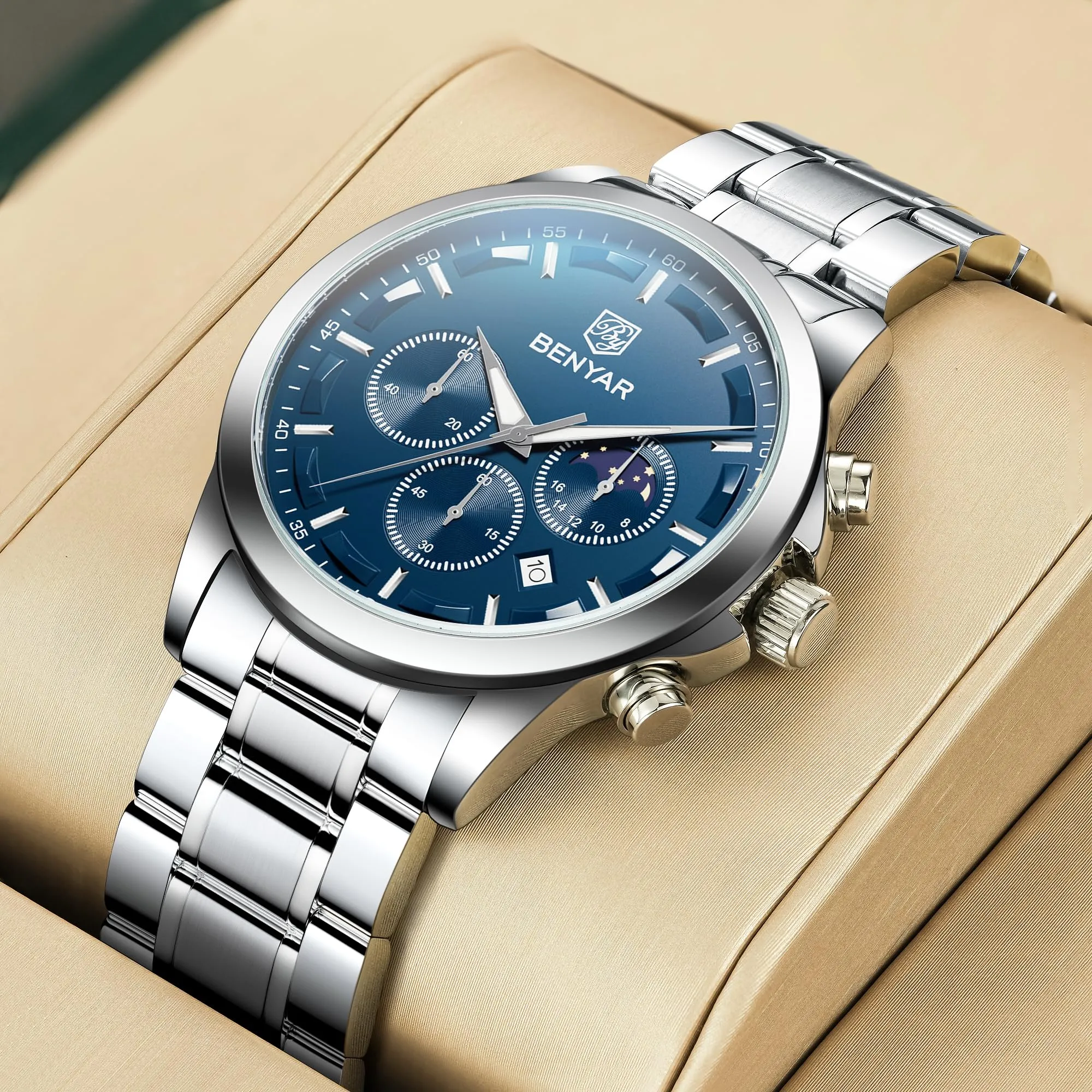 BENYAR BY Orologio da uomo quarzo analogico Cronografi Orologi uomo Regali - immagine 5
