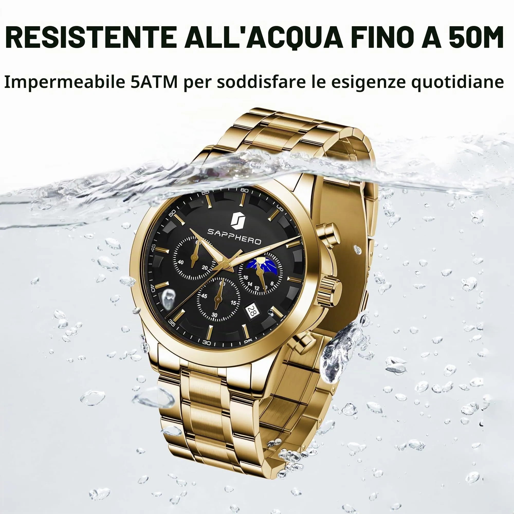 BENYAR BY Orologio da uomo quarzo analogico Cronografi Orologi uomo Regali - immagine 2