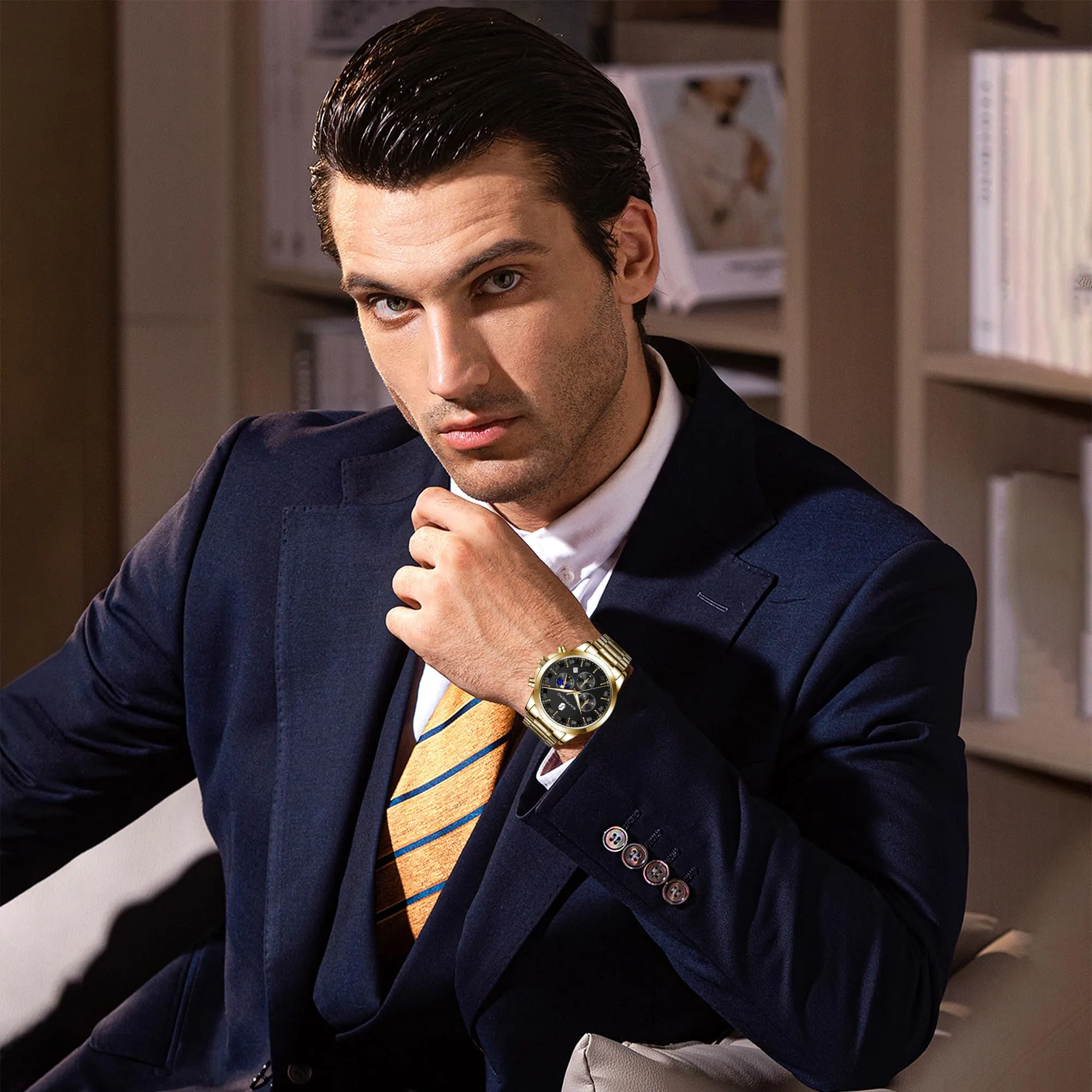 BENYAR BY Orologio da uomo quarzo analogico Cronografi Orologi uomo Regali - immagine 3