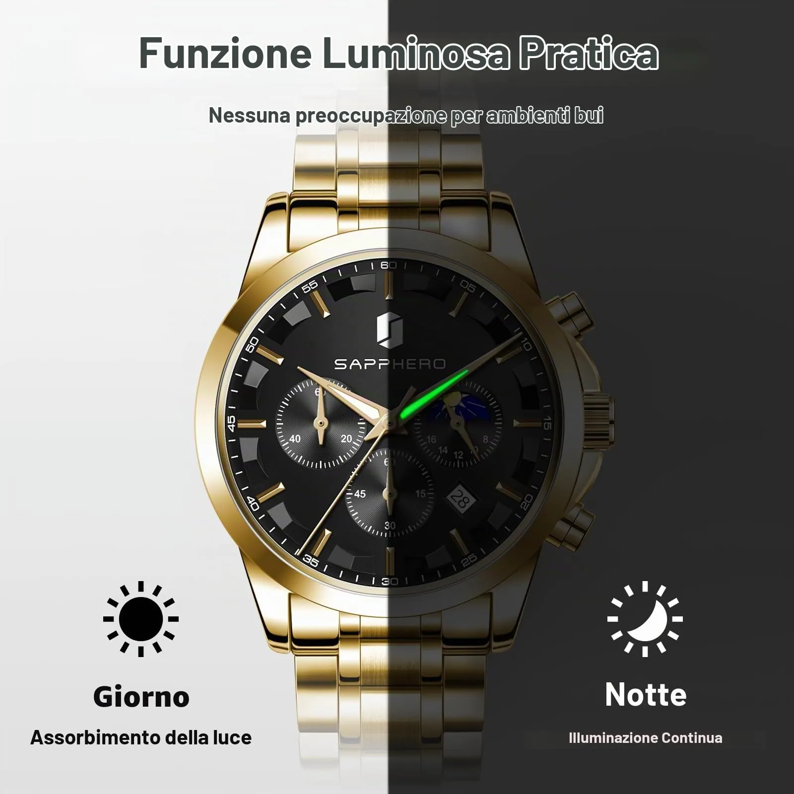 BENYAR BY Orologio da uomo quarzo analogico Cronografi Orologi uomo Regali - immagine 6