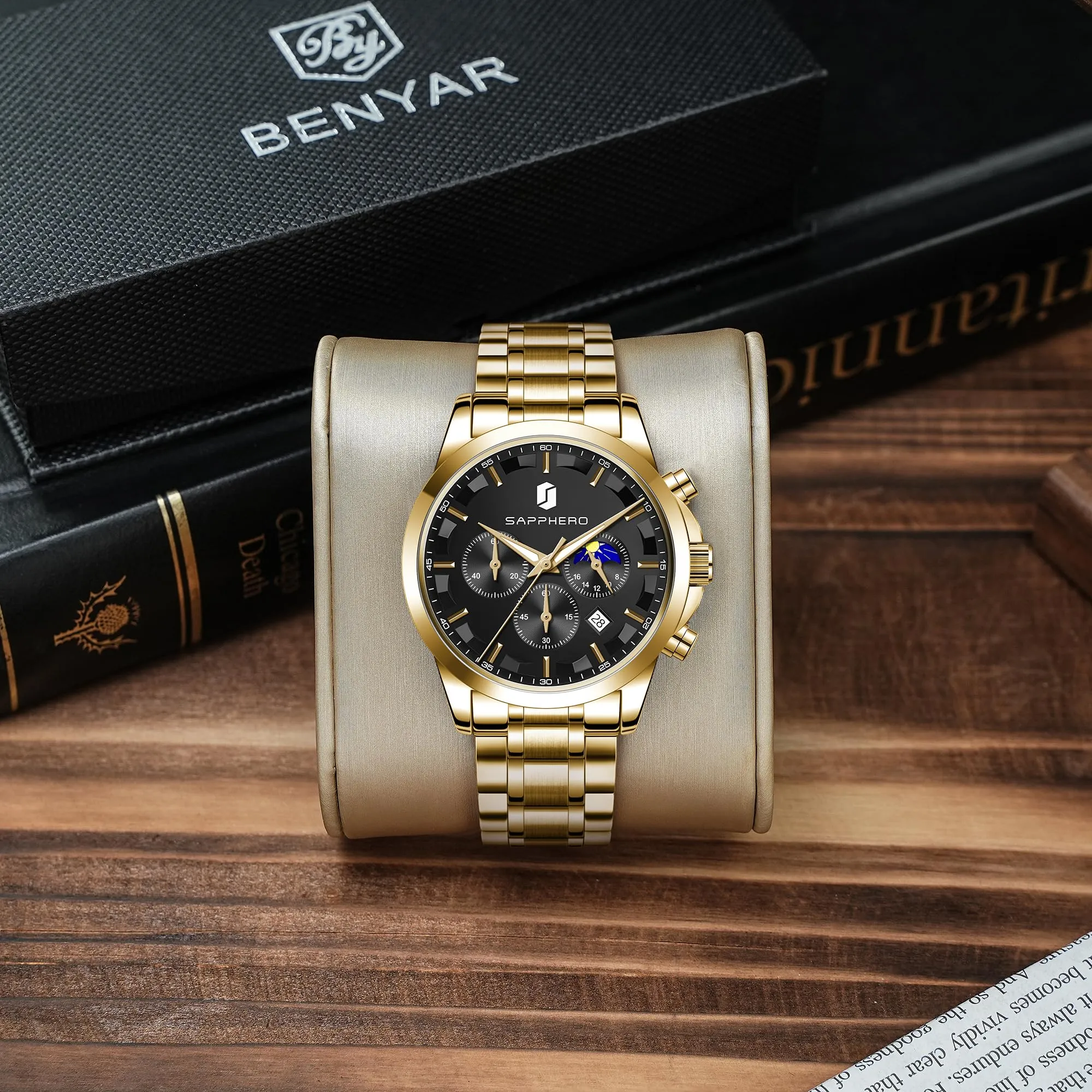 BENYAR BY Orologio da uomo quarzo analogico Cronografi Orologi uomo Regali - immagine 7