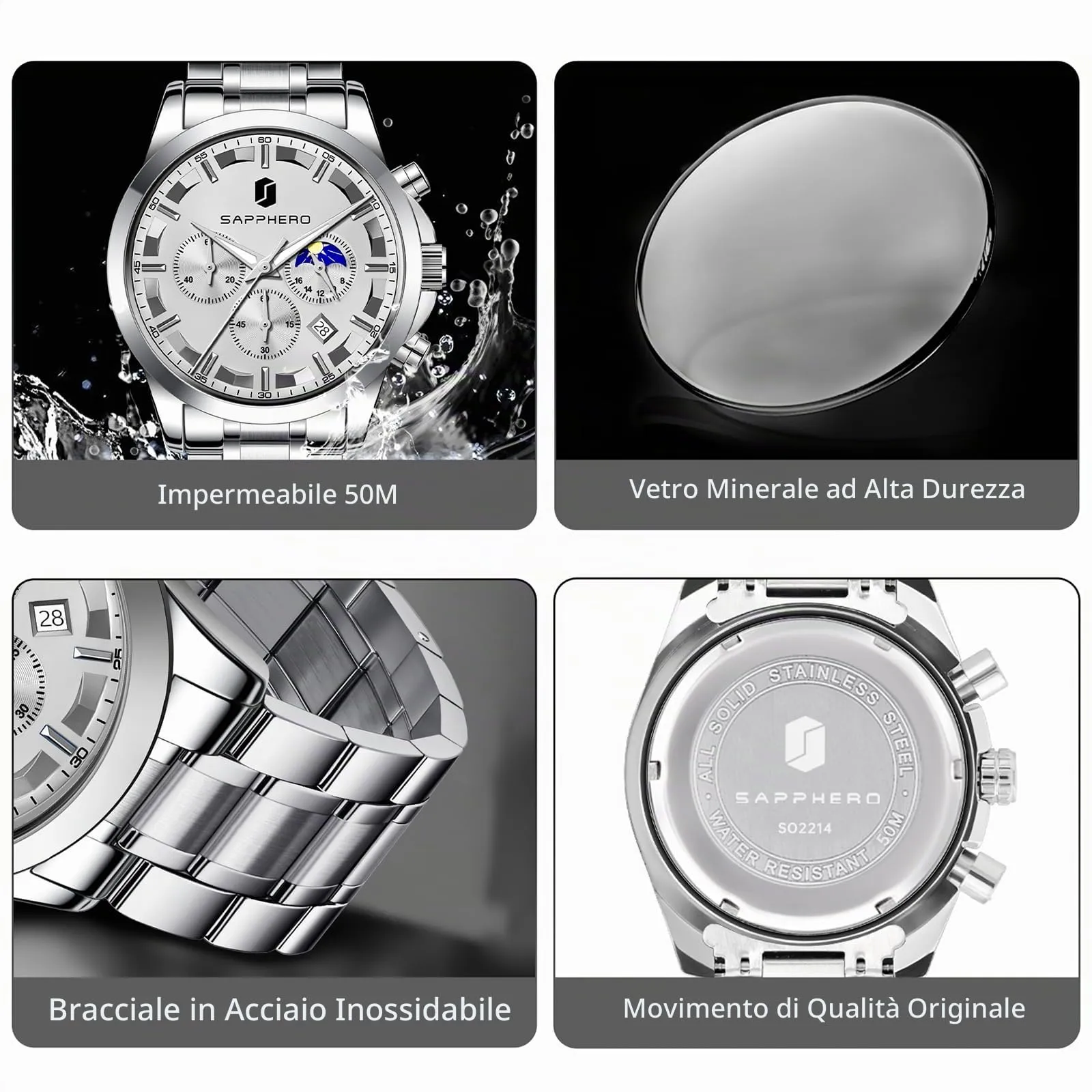 BENYAR BY Orologio da uomo quarzo analogico Cronografi Orologi uomo Regali - immagine 5