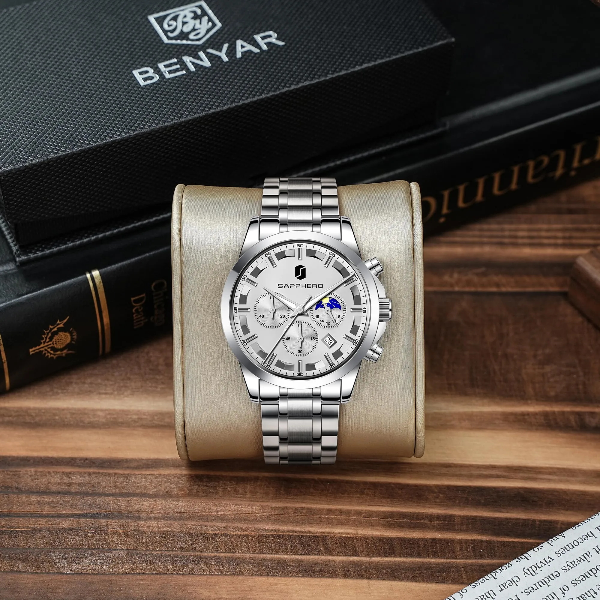 BENYAR BY Orologio da uomo quarzo analogico Cronografi Orologi uomo Regali - immagine 6
