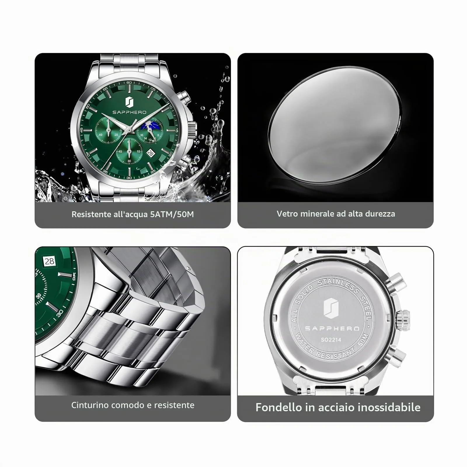 BENYAR BY Orologio da uomo quarzo analogico Cronografi Orologi uomo Regali - immagine 5