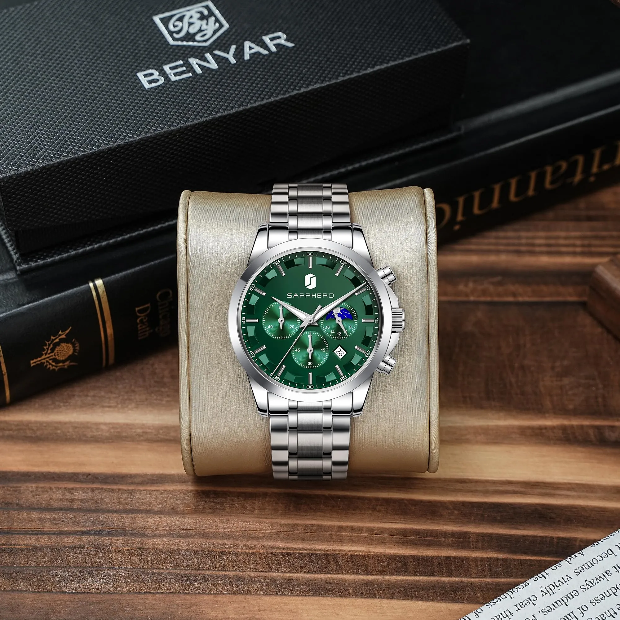 BENYAR BY Orologio da uomo quarzo analogico Cronografi Orologi uomo Regali - immagine 6