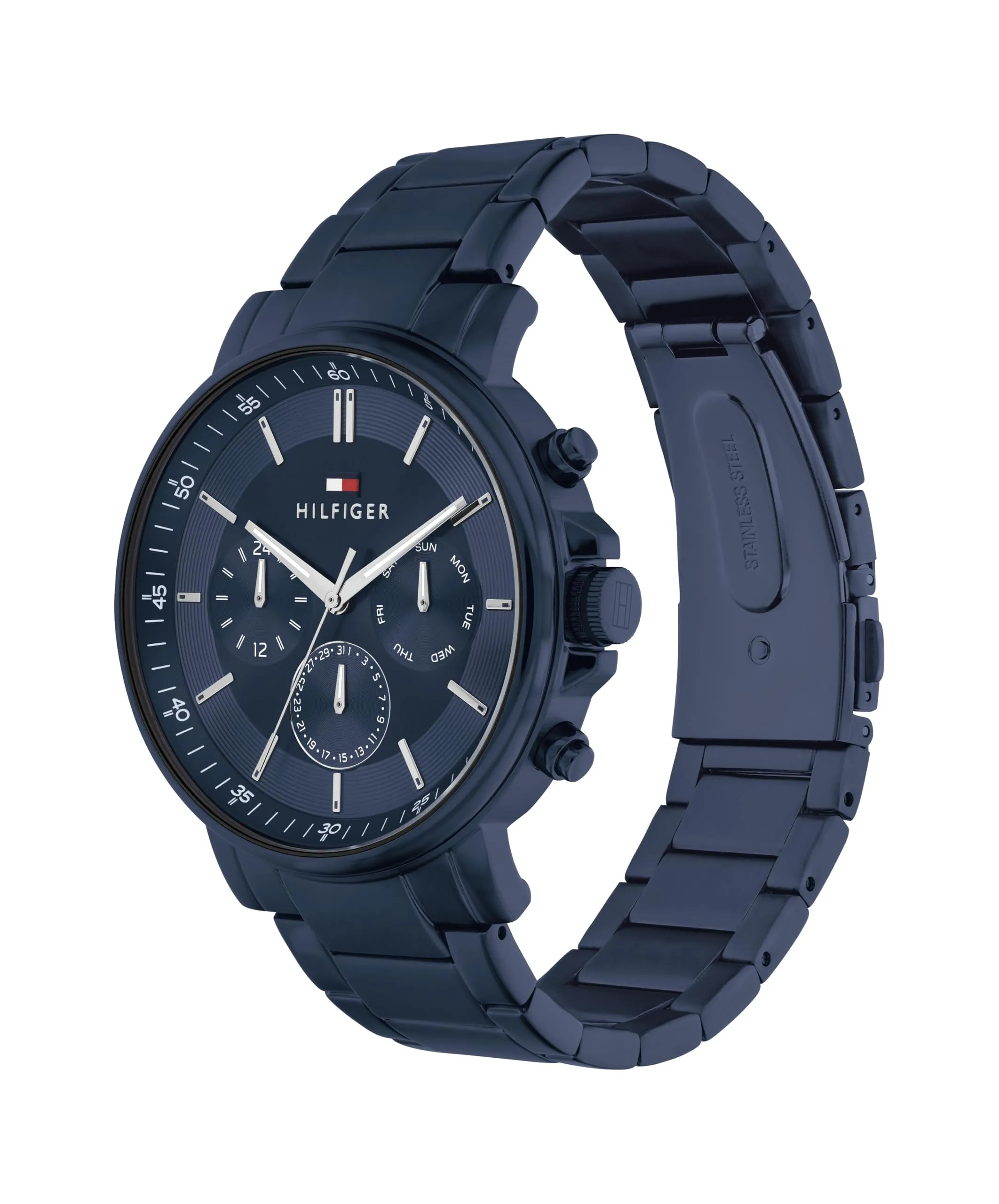 Tommy Hilfiger Orologio Analogico Multifunzione al Quarzo da Uomo con Cinturino in Acciaio Inossidabile Blu - 1710705 - immagine 2