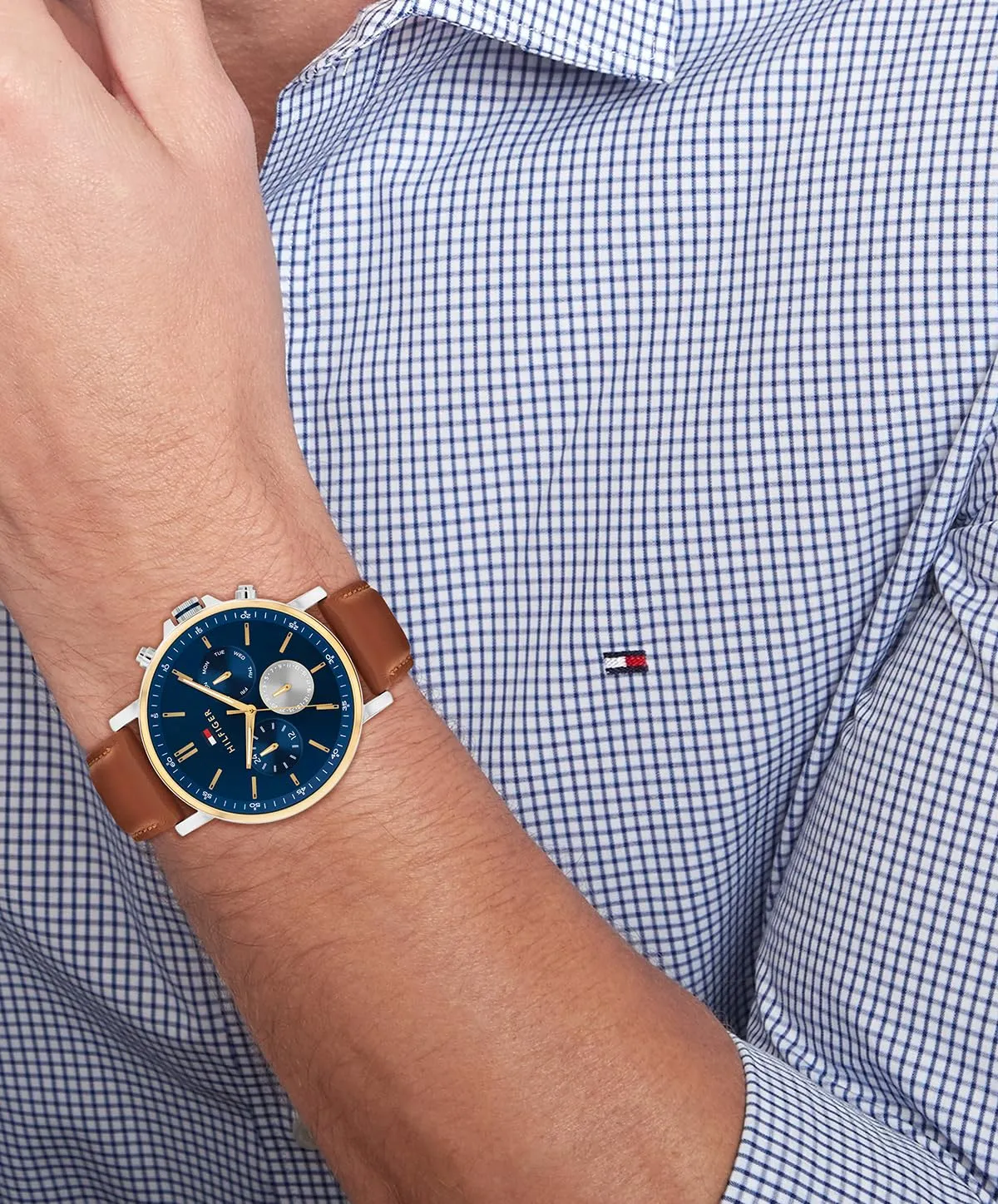 Tommy Hilfiger Orologio Analogico Multifunzione al Quarzo da Uomo con Cinturino in Pelle Marrone - 1710703 - immagine 4