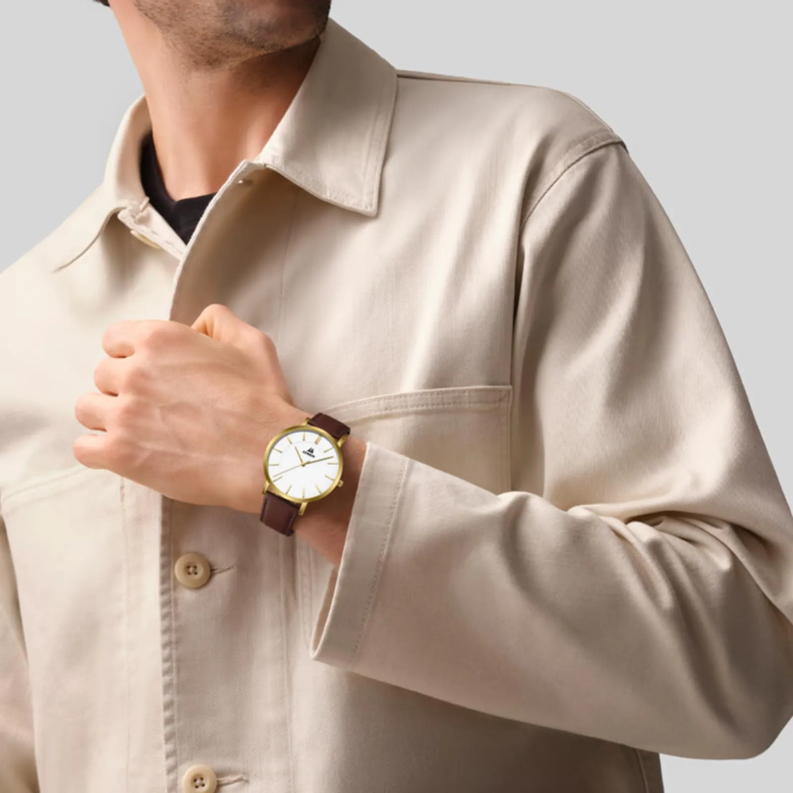 LN LENQIN Orologio Uomo Elegante e Minimalista Cinturino in Vera Pelle Quadrante Sottile Impermeabile Design Classico - immagine 7