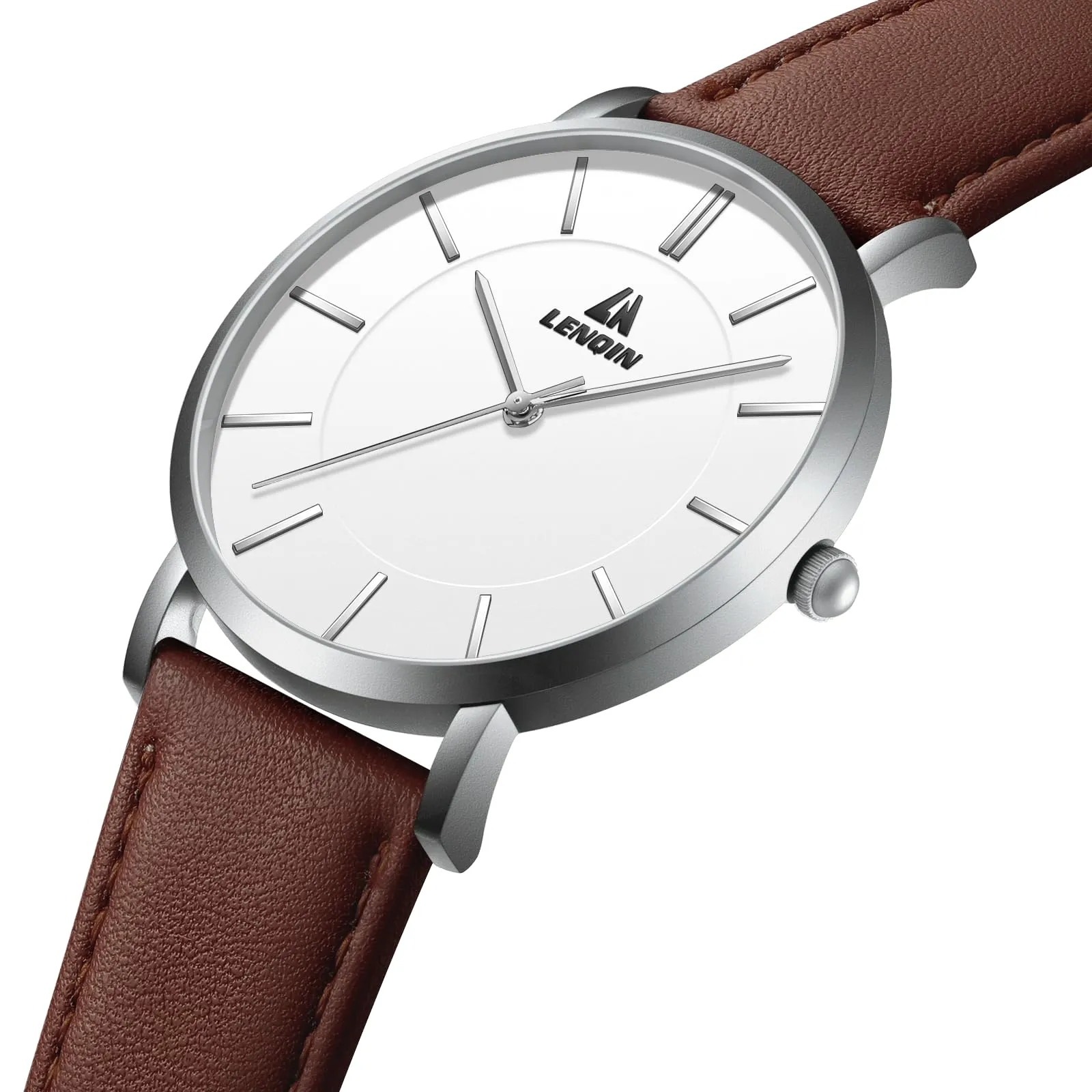 LN LENQIN Orologio Uomo Analogico Al Quarzo 30M Impermeabile Orologi Da Polso Da Uomo Moda Business Orologio da Di Design Cinturino in Pelle - immagine 3