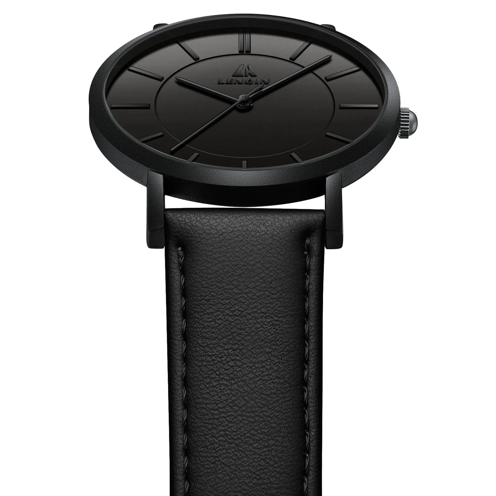 LN LENQIN Orologio Uomo Elegante e Minimalista Cinturino in Vera Pelle Quadrante Sottile Impermeabile Design Classico - immagine 4