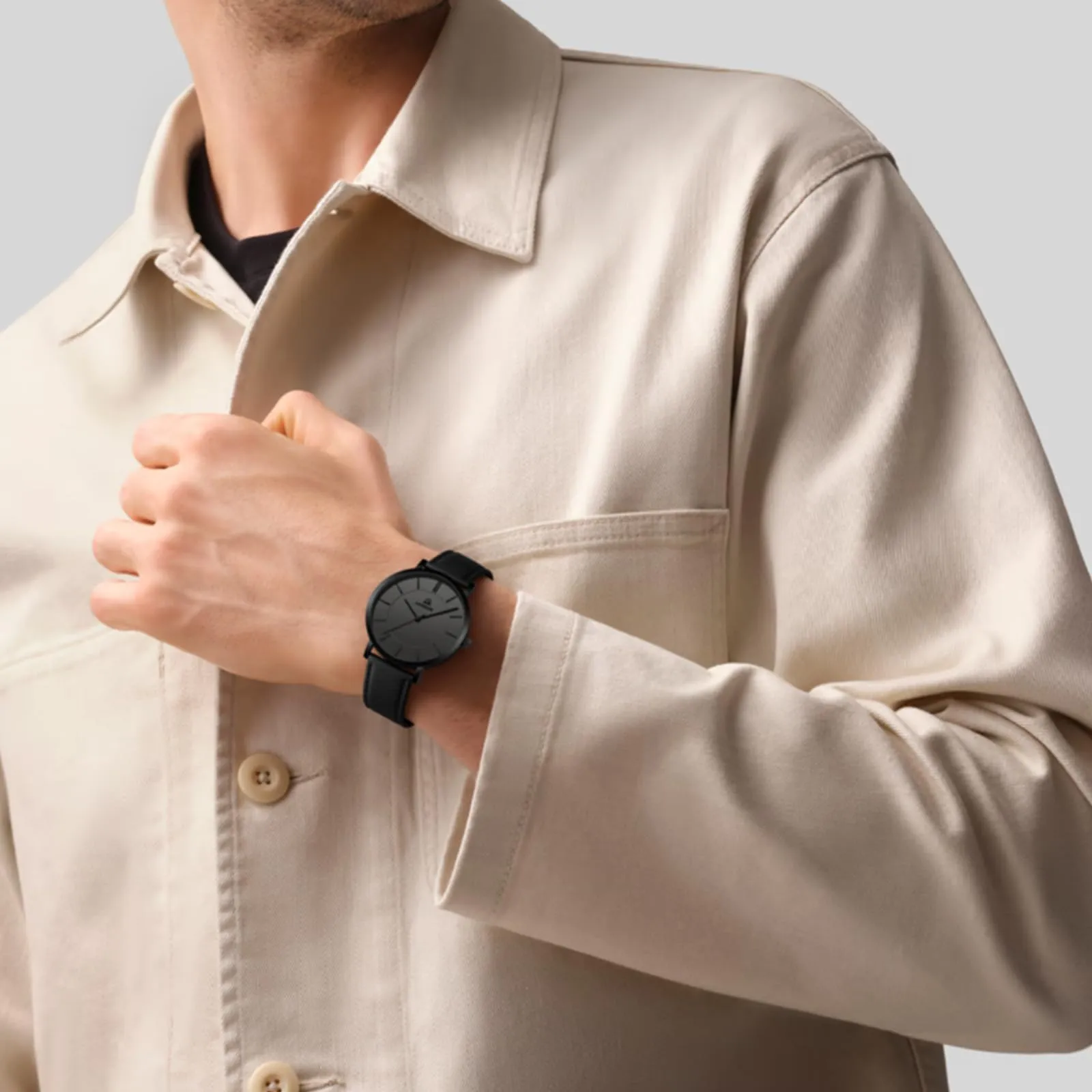 LN LENQIN Orologio Uomo Elegante e Minimalista Cinturino in Vera Pelle Quadrante Sottile Impermeabile Design Classico - immagine 7