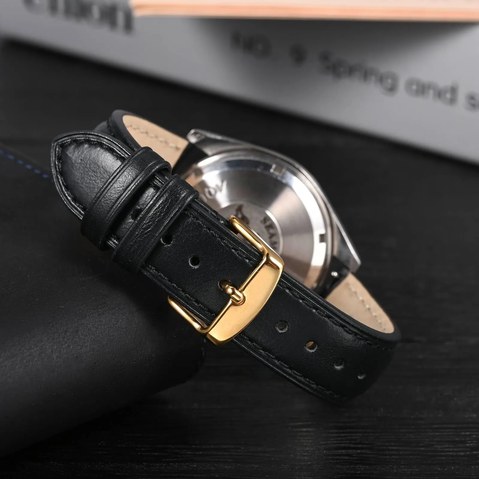 Anbeer Cinturini per orologi in vera pelle a sgancio rapido, cinturini per orologi in pelle di cavallo pazzo per uomini e donne, larghezza della banda 16mm, Fibbia d'oro - immagine 2