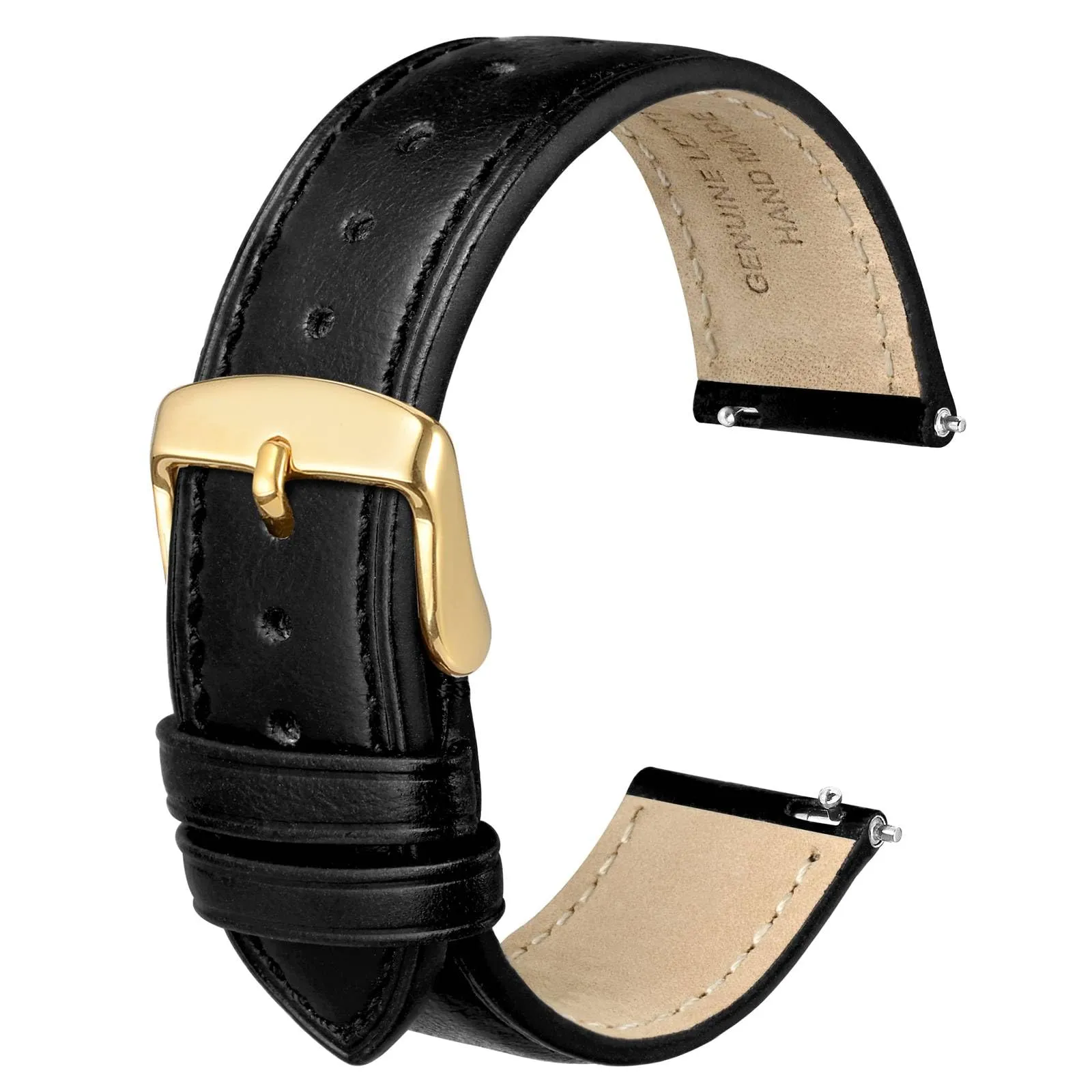 Anbeer Cinturini per orologi in vera pelle a sgancio rapido, cinturini per orologi in pelle di cavallo pazzo per uomini e donne, larghezza della banda 20mm, Fibbia d'oro - immagine 1
