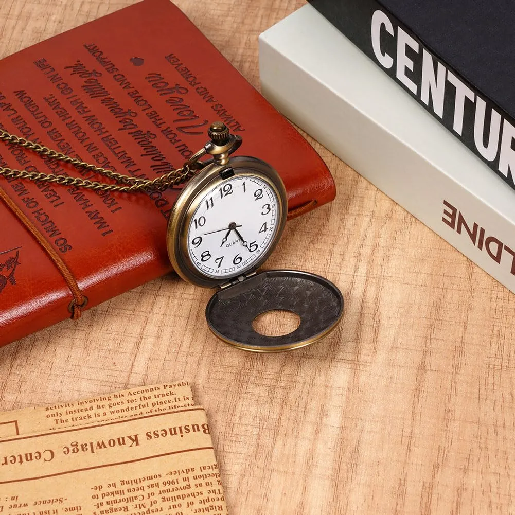 OFFCUP Orologio da Tasca al Quarzo Vintage con Catena Numeri Arabi Liscio - immagine 6