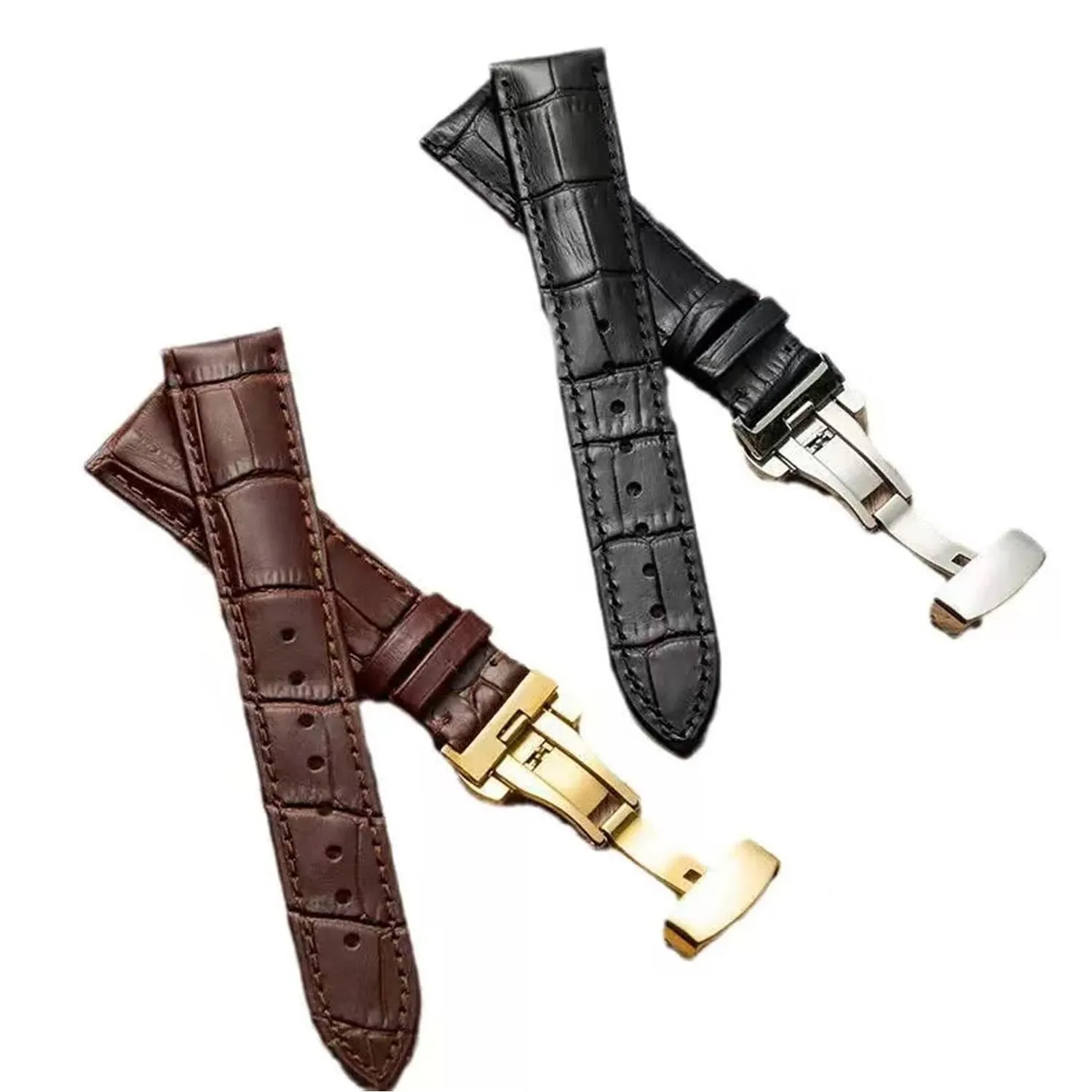 PCAORLEORS Cinturino in vero cuoio per orologio, cinturino in pelle di bambù a maglie di coccodrillo, cinturino in pelle di coccodrillo a sgancio rapido, 20mm 22mm 24mm 26mm Cinturini in vero cuoio - immagine 7