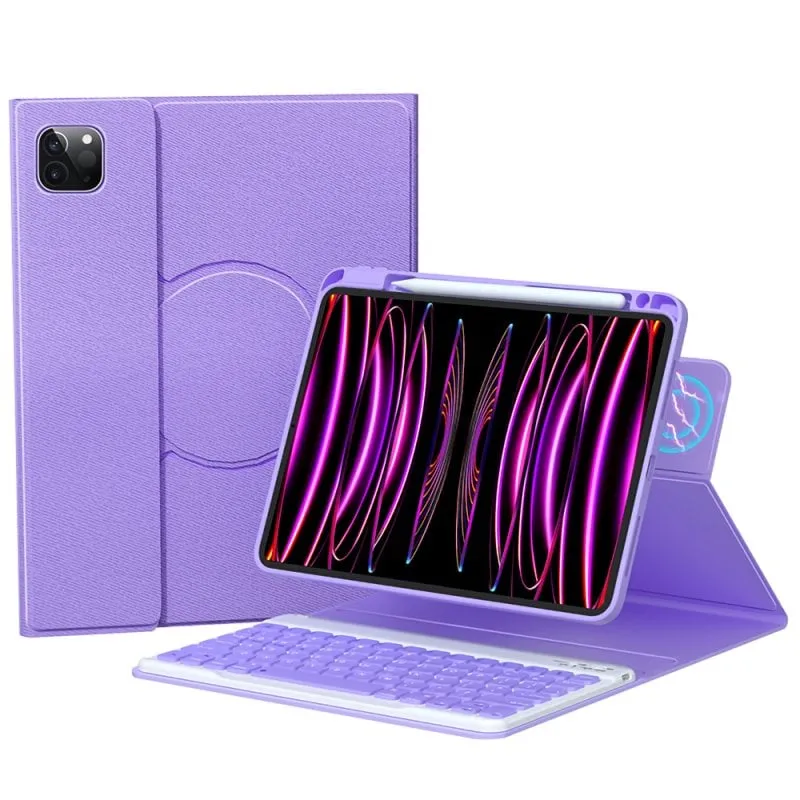 Custodia tablet Royal Bailey HD11 tastiera Bluetooth QWERTY viola - immagine 1