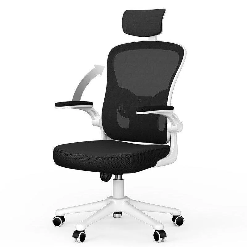 Sedia da Ufficio Ergonomica Naspaluro Bianca Con Appoggia Bracci 2D - immagine 1