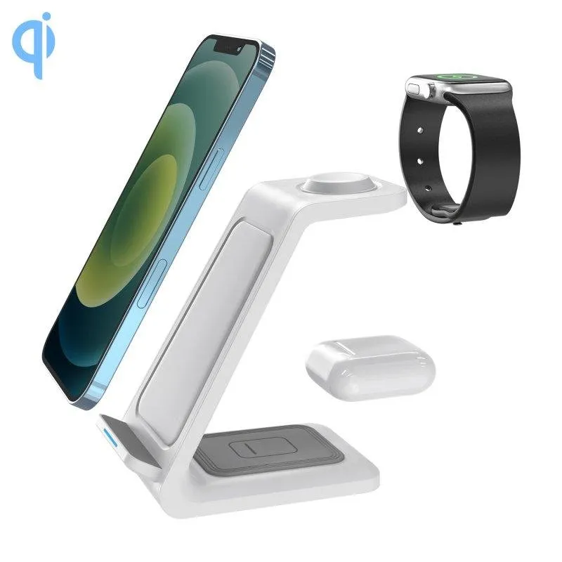 Stazione di ricarica 3 in 1 Dam Electronics 15W Qi per 2 smartphone, Apple Watch - immagine 1