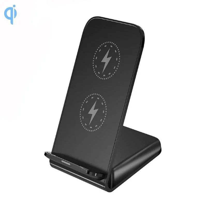 Caricatore Qi wireless a bobine doppie Dam Electronics con supporto 15W - immagine 1