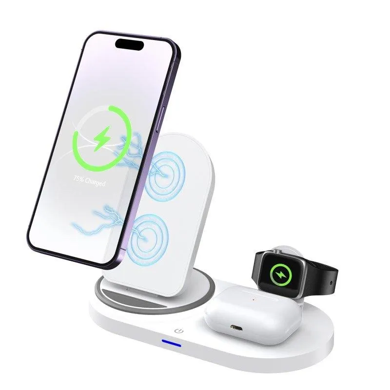 Base di ricarica wireless pieghevole 3-in-1 Dam Electronics Qi 15W Doppia posizione - immagine 1