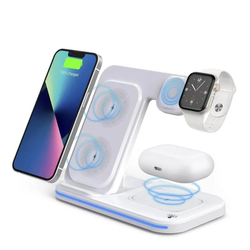 Base di Ricarica Wireless Pieghevole 3-in-1 Dam Electronics 15W Qi - immagine 1