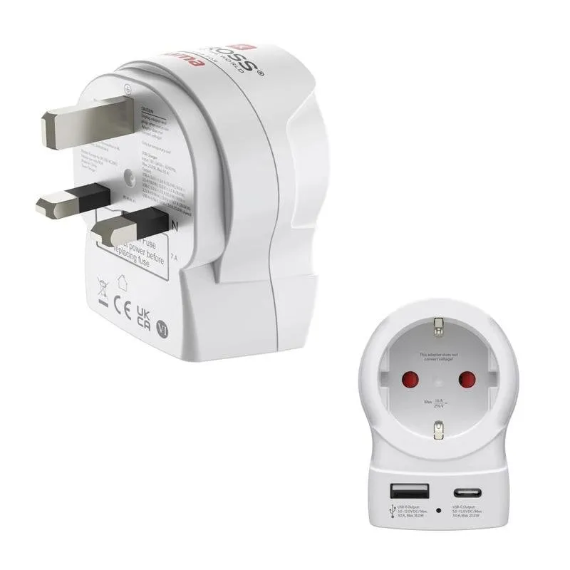 Multipresa Hama Adattatore EU a UK 2 porte USB-A USB-C 20W bianco - immagine 1