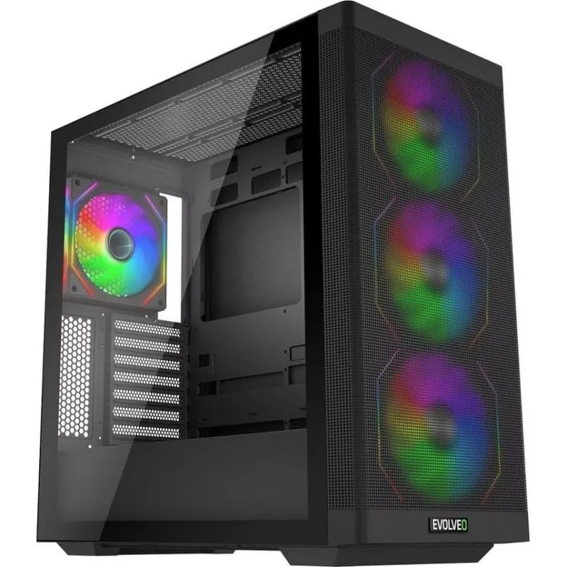 Case PC Torre Scorpio Evolveo ARGB Vetro Rete - immagine 1
