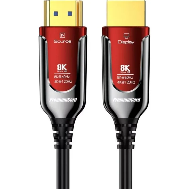 Cavo HDMI PremiumCord kphdm21r10 10 m Fibra Ottica 8K 48 Gbit/s Rosso - immagine 1