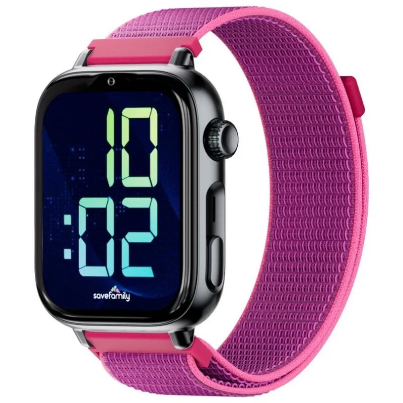 SaveFamily SaveWatch Plus 2 4G GPS 1,85" Nero Cinturino Lampone IP68 SOS - immagine 1