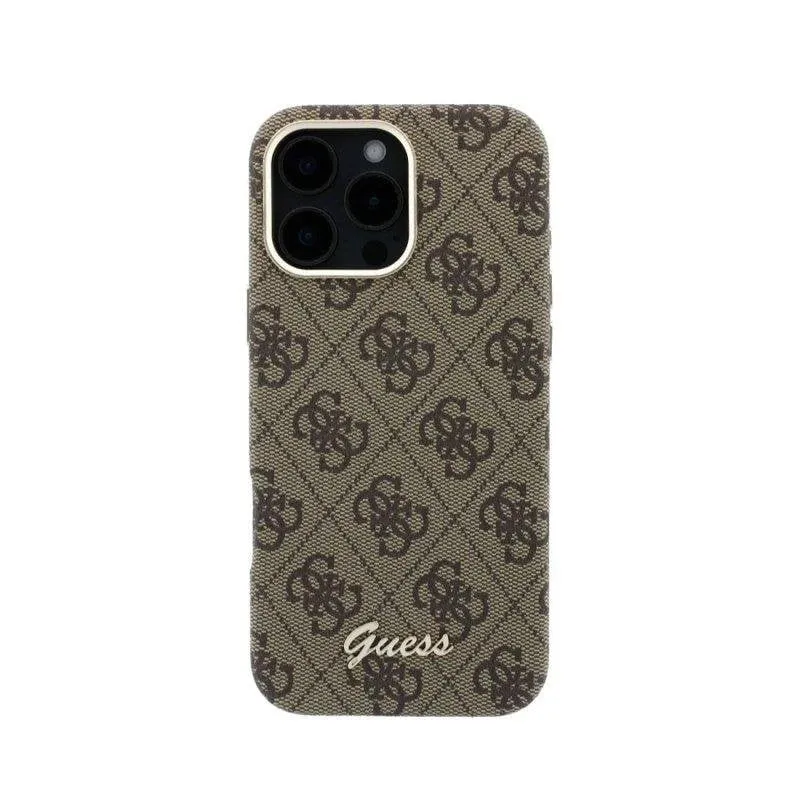 Cover Guess Polipiel Marrone Logo in Rilievo Protezione Completa per iPhone 16 Pro - immagine 1