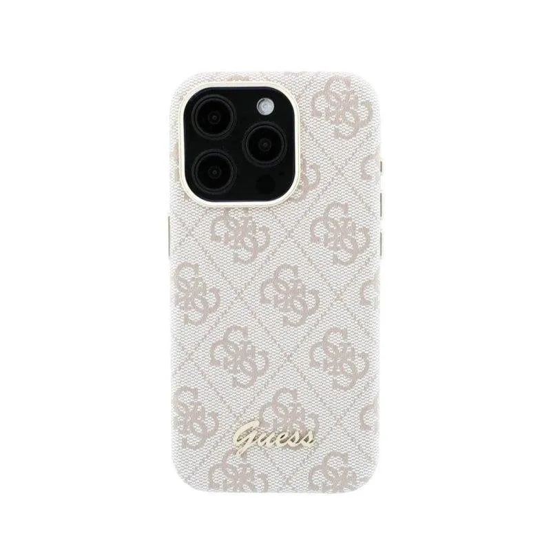 Cover Guess Polipelle Logo Rilievo Rosa Compatibile MagSafe iPhone 15 Pro Max - immagine 1