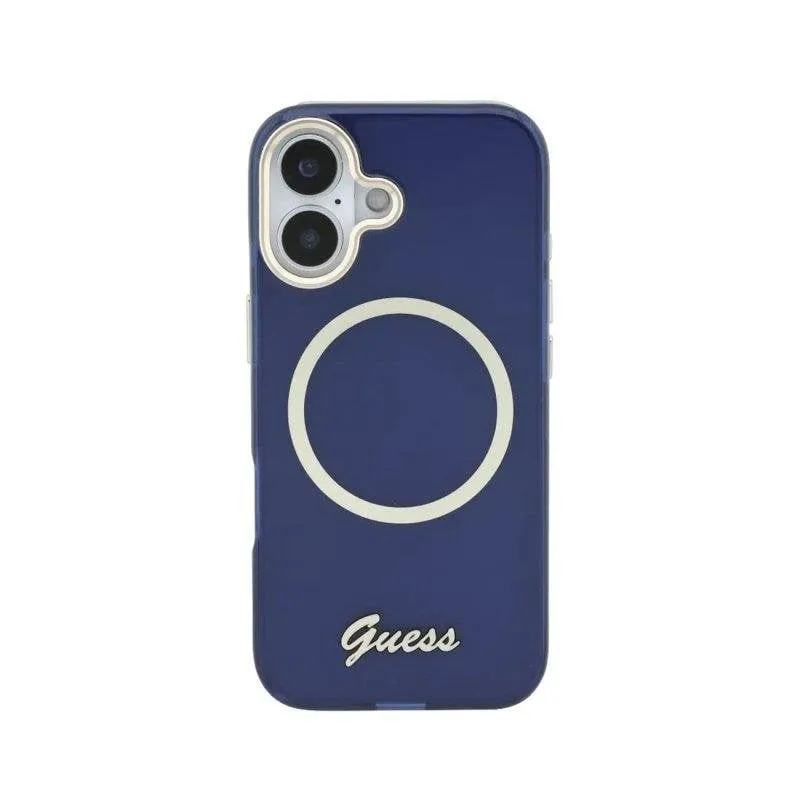 Cover Guess IML Blu Protezione Completa Compatibile MagSafe per iPhone 17 - immagine 1