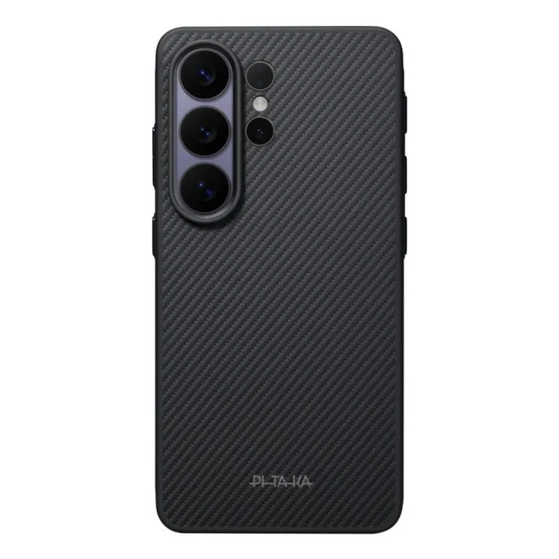 Custodia Pitaka Military Fibra di Aramide Nero/Grigio con Anello Magnetico per Galaxy S26 Ultra - immagine 1