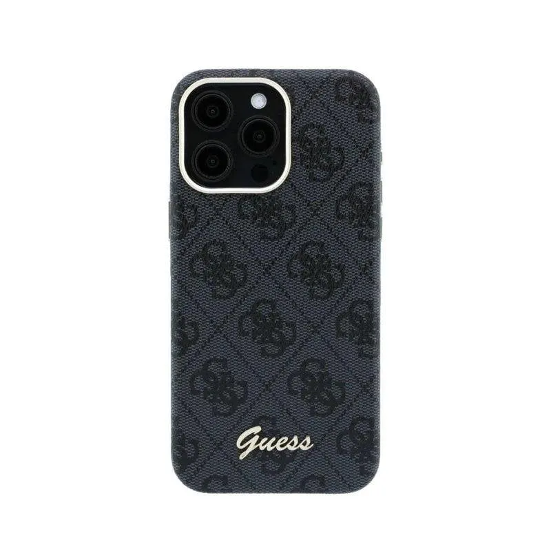 Cover Guess in pelle sintetica nera con logo in rilievo compatibile MagSafe per iPhone 15 Pro Max - immagine 1