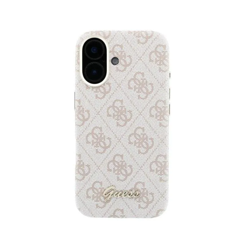 Cover Guess Polipiel Logo Rilievo Rosa Compatibile MagSafe per iPhone 16 - immagine 1