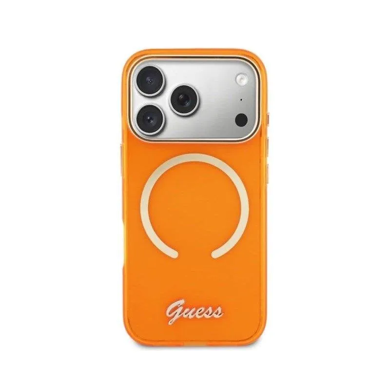 Cover Guess IML con Iscrizione Metallica Arancione Protezione Completa iPhone 17 Pro - immagine 1
