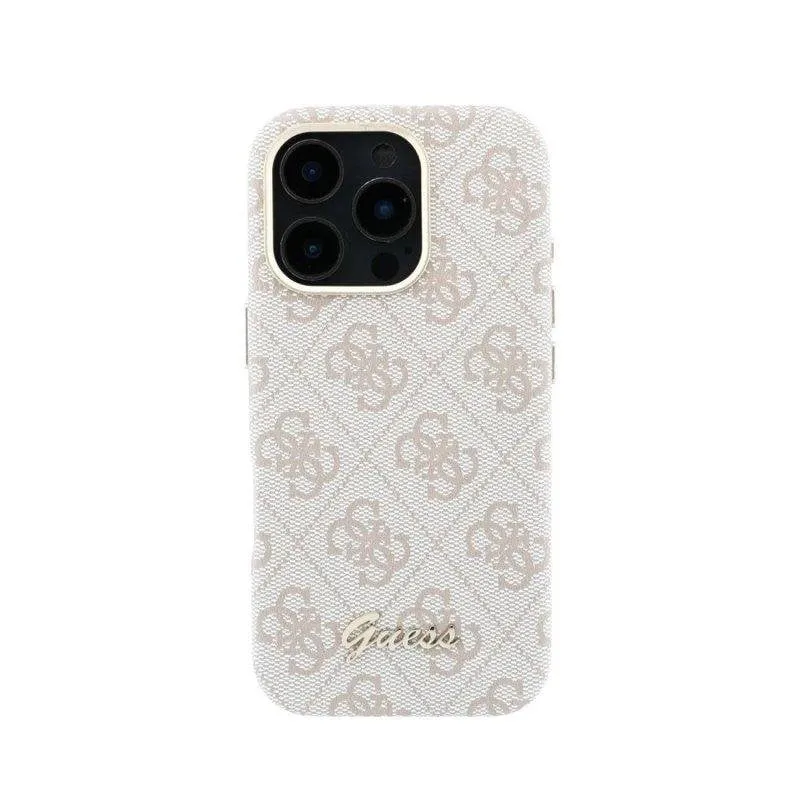 Custodia Guess Polipelle Logo Rilievo Rosa Completa Compatibile MagSafe iPhone 16 Pro - immagine 1