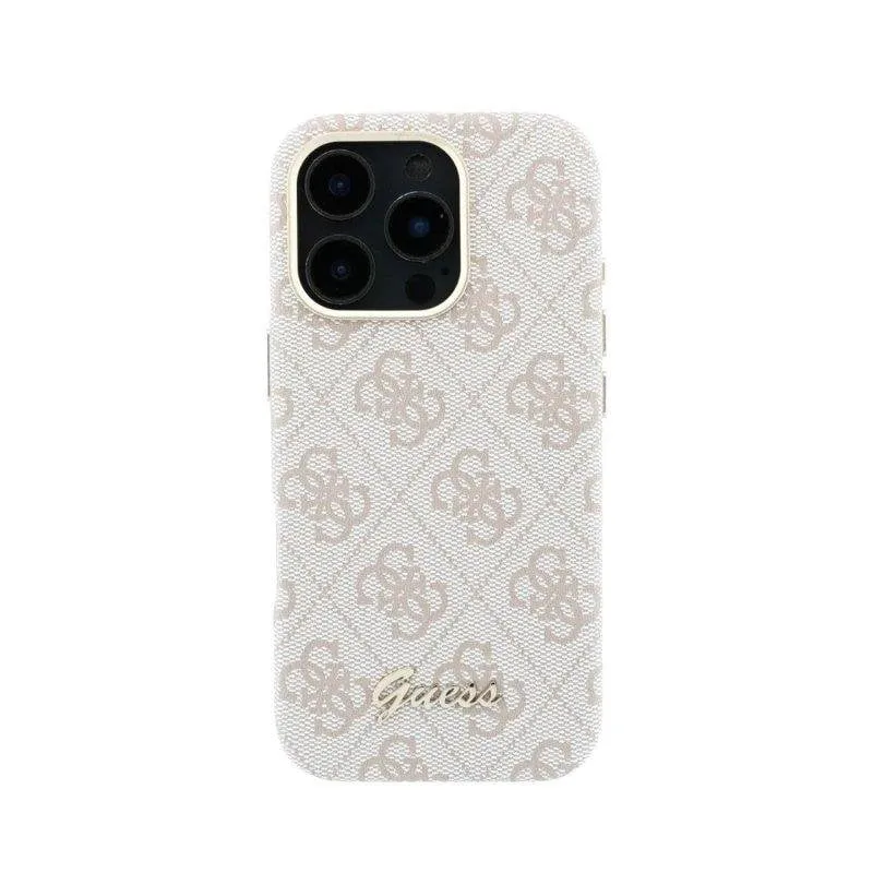 Cover Guess Polipelle Logo Rilievo Rosa Compatibile MagSafe iPhone 16 Pro Max - immagine 1